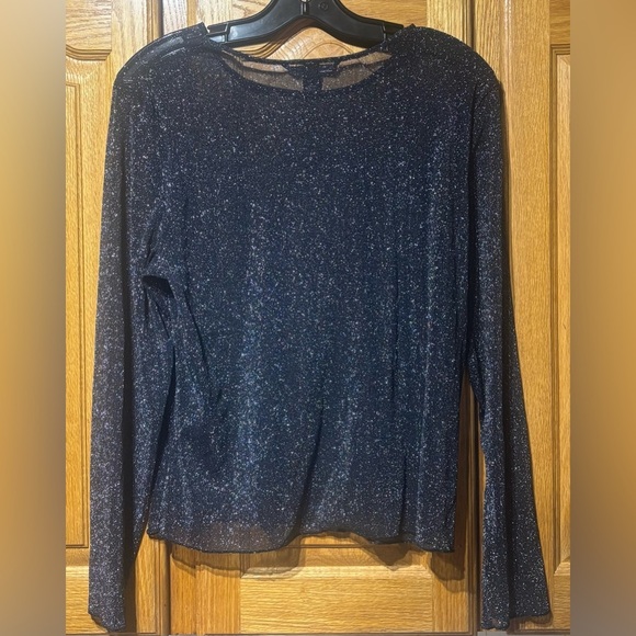 Victoria's Secret Sparkling Black Glitter Sheer Longsleeve Lingerie Top M/L - Picture 5 of 5